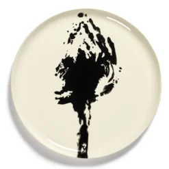 SERAX Assiette plate rond blanc artichaut noir grès émaillé Ø 35 cm Feast By Ottolenghi