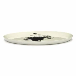SERAX Assiette plate rond blanc artichaut noir grès émaillé Ø 19 cm Feast By Ottolenghi Outlet