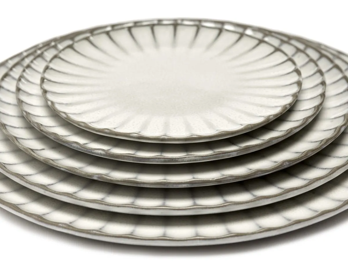Assiette plate rond blanc grès émaillé Ø 15 cm Inku - SERAX New