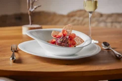 Assiette plate rond blanc porcelaine bone china 32,4x30 cm Pose - RAK