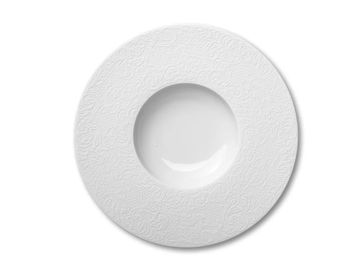 Assiette plate rond blanc porcelaine de limoges Ø 30 cm Collection L Couture - DEGRENNE