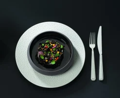 Assiette plate rond blanc porcelaine de limoges Ø 28,5 cm L' Perles De Rosee Blanches - DEGRENNE Discount