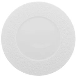 Assiette plate rond blanc porcelaine de limoges Ø 28,5 cm L' Perles De Rosee Blanches - DEGRENNE Discount