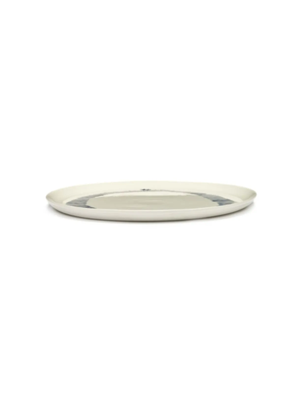 SERAX Assiette plate rond blanc swirl - stripes bleu grès émaillé Ø 35 cm Feast By Ottolenghi Hot