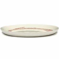 Assiette plate rond blanc swirl - stripes rouge grès émaillé Ø 22,5 cm Feast By Ottolenghi - SERAX Clearance