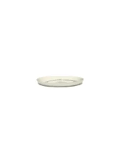 SERAX Assiette plate rond blanc swirl - stripes bleu grès émaillé Ø 19 cm Feast By Ottolenghi New