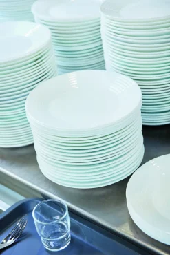 Assiette plate rond blanc verre opal Ø 25 cm Stairo - ARCOROC New