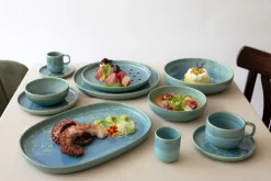 Assiette plate rond bleu grès émaillé Ø 22 cm Magic - ACCOLADE Hot