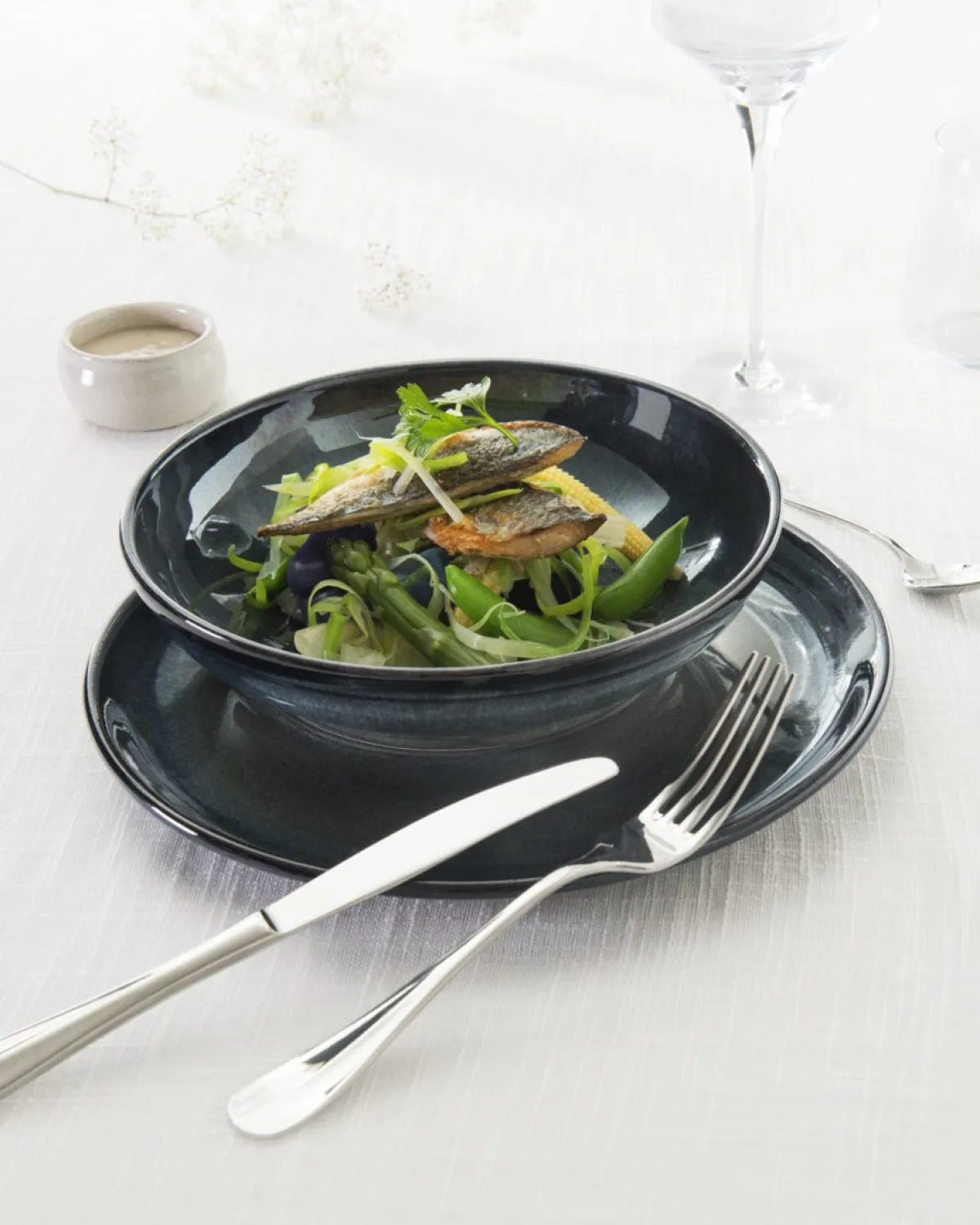 PRO.MUNDI Assiette plate rond bleu grès émaillé Ø 27 cm Gres Couleur Clearance