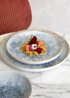 ACCOLADE Assiette plate rond bleu grès émaillé Ø 22 cm Ice Hot