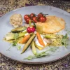 Assiette plate rond bleu grès émaillé Ø 28 cm Sky - PRO.MUNDI