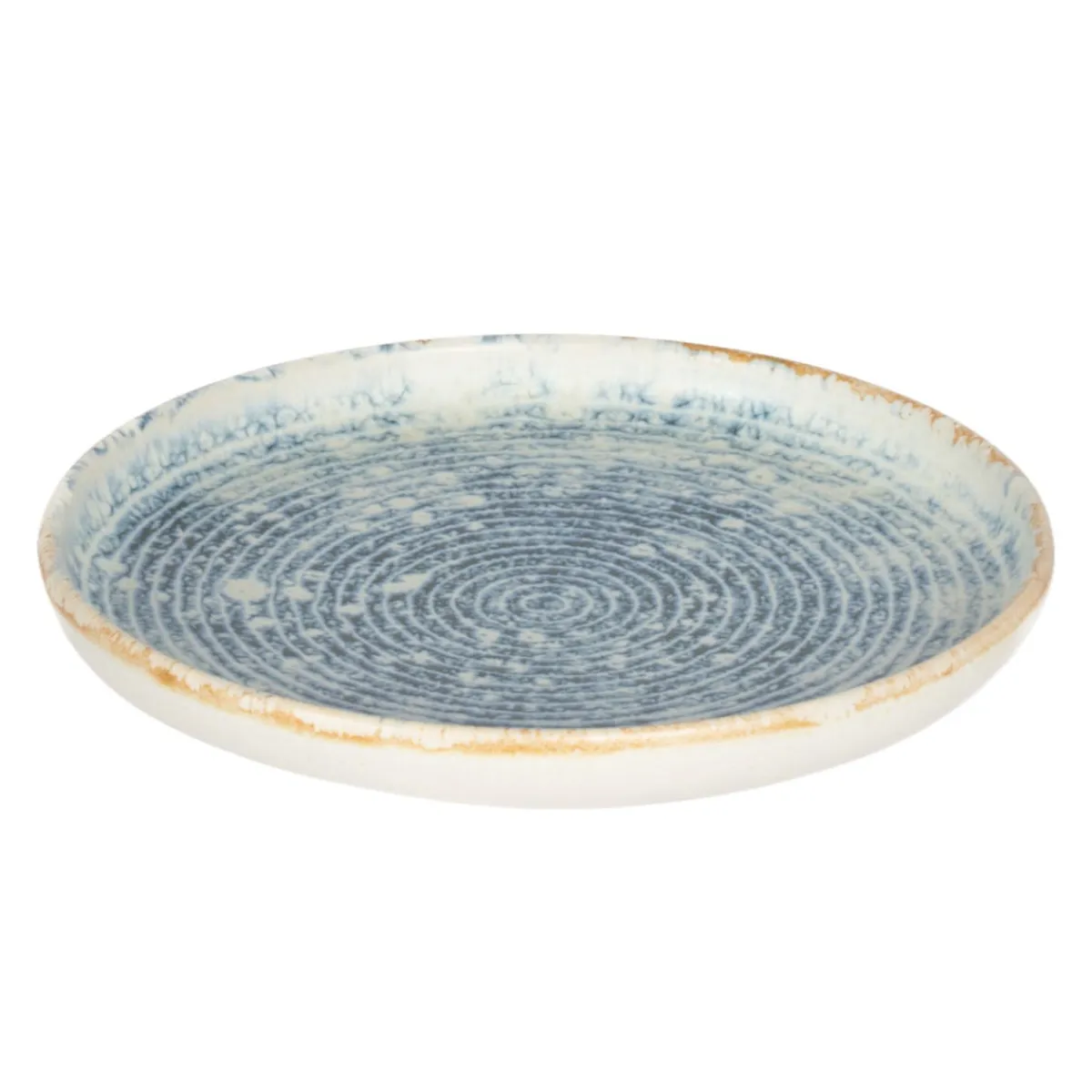ACCOLADE Assiette plate rond bleu grès émaillé Ø 17 cm Ice Clearance