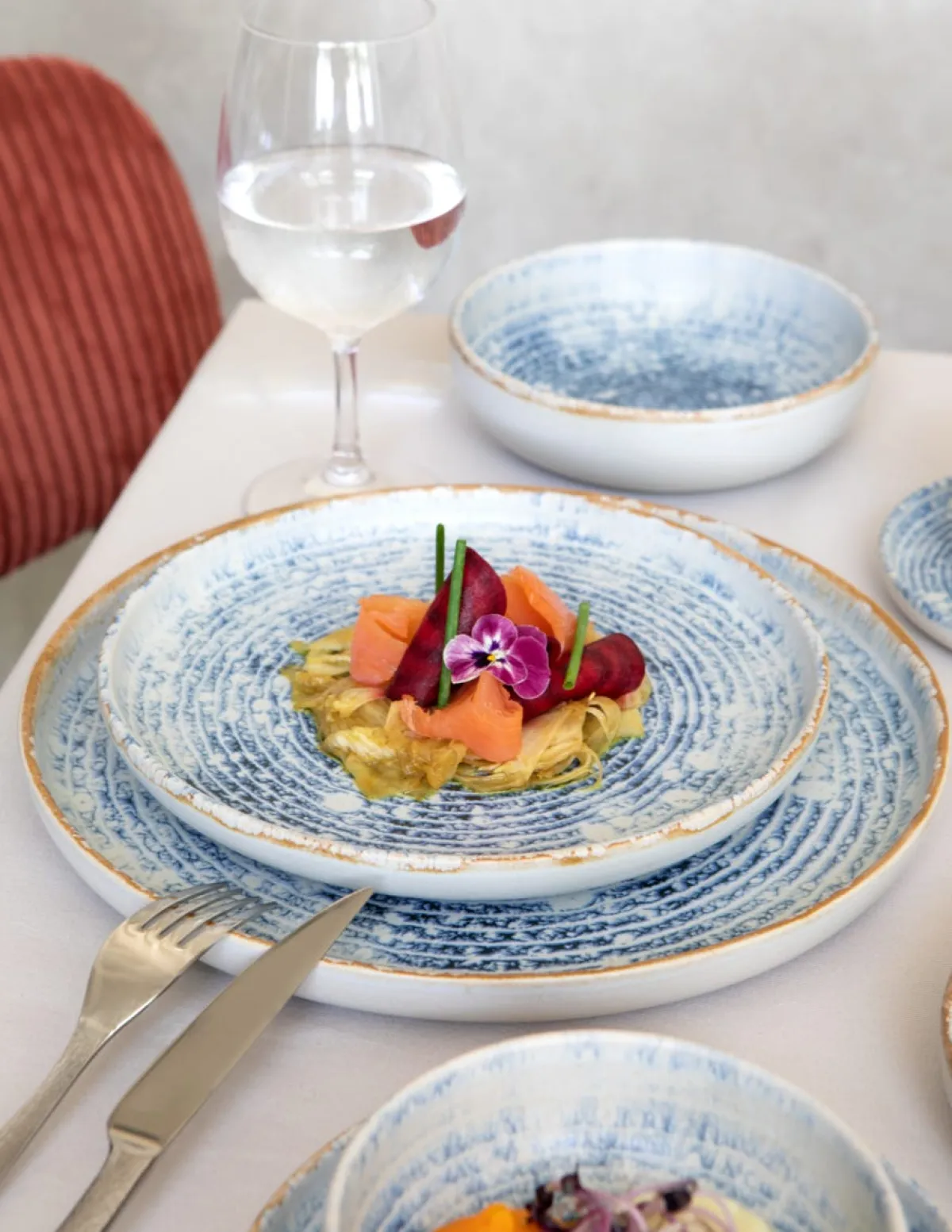 ACCOLADE Assiette plate rond bleu grès émaillé Ø 17 cm Ice Clearance