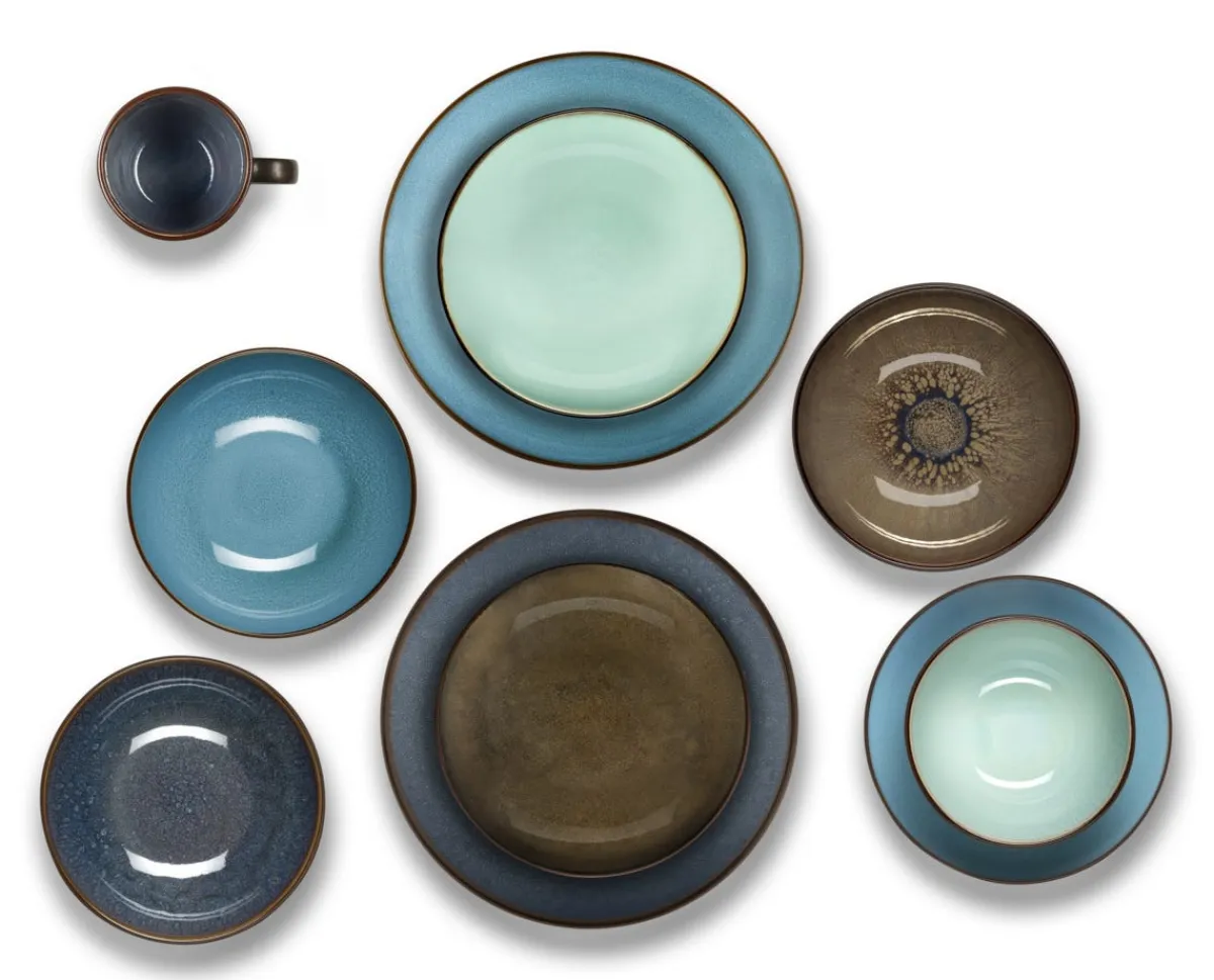 MEDARD DE NOBLAT Assiette plate rond bleu indigo grès émaillé Ø 26,5 cm Feeling Clearance
