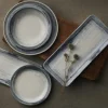 DUDSON Assiette plate rond bleu porcelaine vitrifiée Ø 15,2 cm Finca Limestone Discount