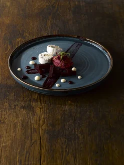Assiette plate rond bleu porcelaine vitrifiée Ø 21 cm Harvest - DUDSON Hot