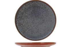 PROOF Assiette plate rond brun porcelaine Ø 21 cm Elements Maroon Discount