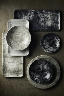 Assiette plate rond gris porcelaine vitrifiée Ø 15,2 cm Urban - DUDSON Outlet