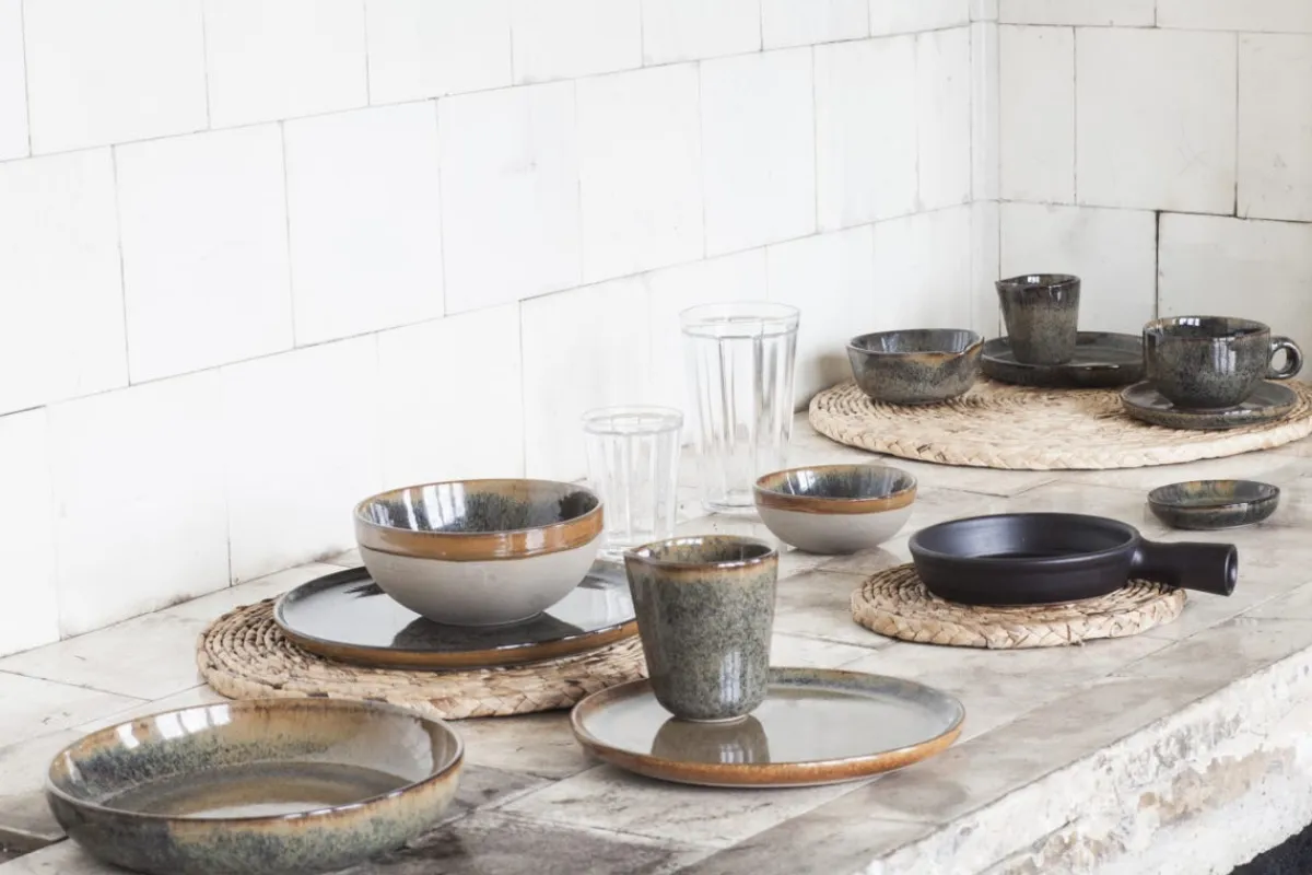 SERAX Assiette plate rond indi grey grès émaillé Ø 24 cm Surface Online
