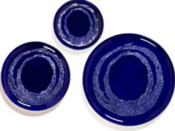 Assiette plate rond lapis lazuli swirl - points blancs grès émaillé Ø 35 cm Feast By Ottolenghi - SERAX Clearance