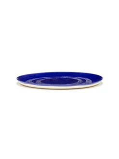 Assiette plate rond lapis lazuli swirl - points blancs grès émaillé Ø 35 cm Feast By Ottolenghi - SERAX Clearance