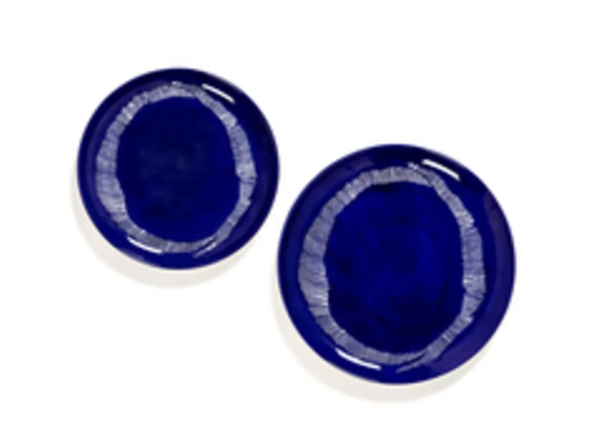 SERAX Assiette plate rond lapis lazuli swirl - stripes blancs grès émaillé Ø 26,5 cm Feast By Ottolenghi Clearance