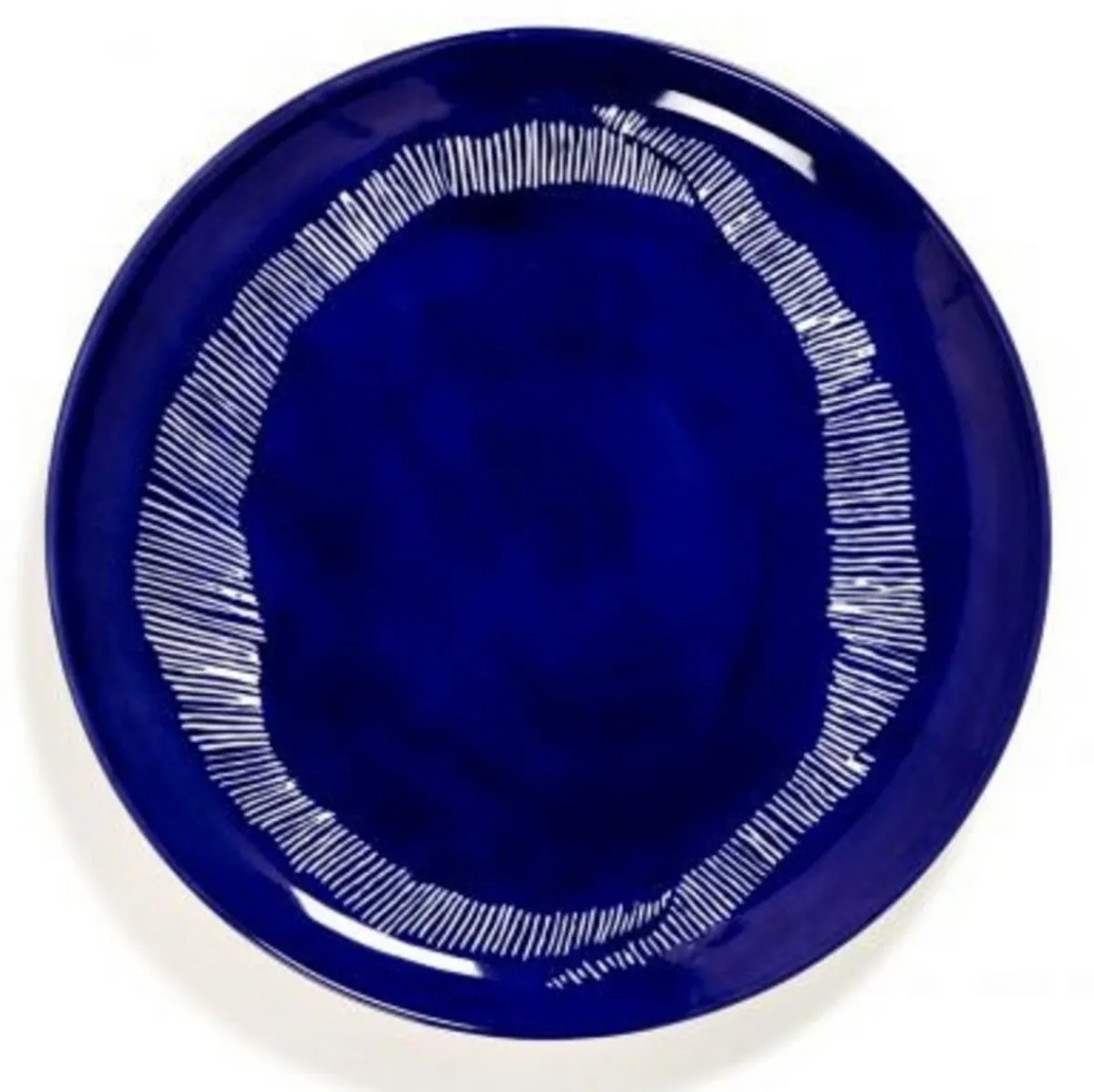 SERAX Assiette plate rond lapis lazuli swirl - stripes blancs grès émaillé Ø 26,5 cm Feast By Ottolenghi Clearance