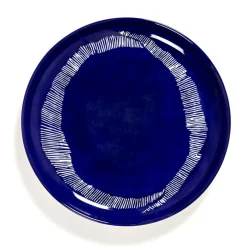 Assiette plate rond lapis lazuli swirl - stripes blancs grès émaillé Ø 22,5 cm Feast By Ottolenghi - SERAX Clearance