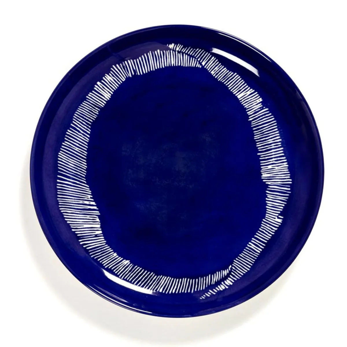 Assiette plate rond lapis lazuli swirl - stripes blancs grès émaillé Ø 22,5 cm Feast By Ottolenghi - SERAX Clearance