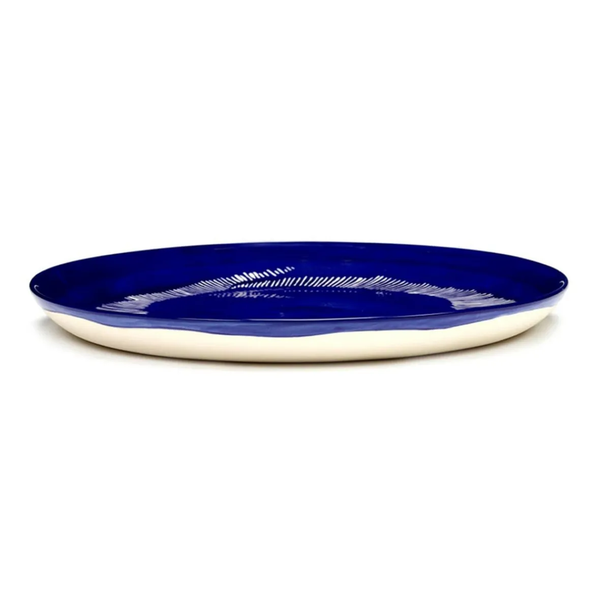 Assiette plate rond lapis lazuli swirl - stripes blancs grès émaillé Ø 22,5 cm Feast By Ottolenghi - SERAX Clearance