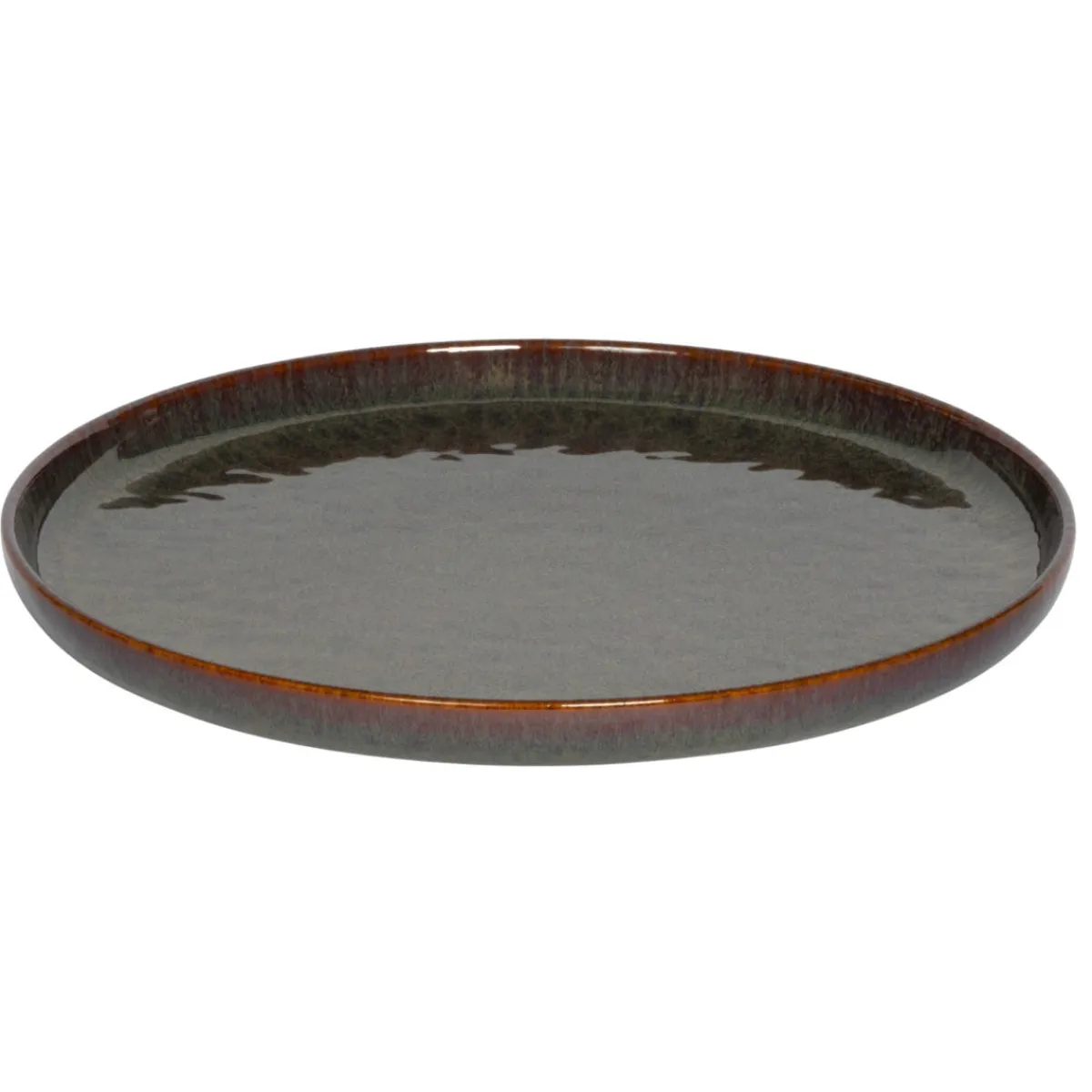 Assiette plate rond Marron Bleu grès émaillé Ø 28 cm Amber - ACCOLADE Sale