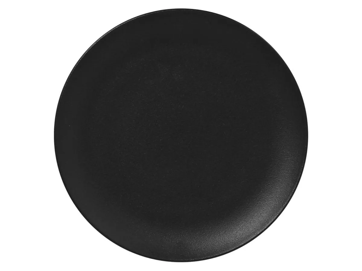 Assiette plate rond noir volcano porcelaine vitrifiée Ø 24 cm Neo Fusion - RAK New