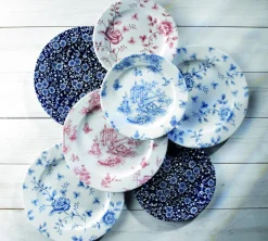 CHURCHILL Assiette plate rond Rose Chintz Prague Blue porcelaine vitrifiée Ø 21 cm Vintage Prints Rose Chintz New