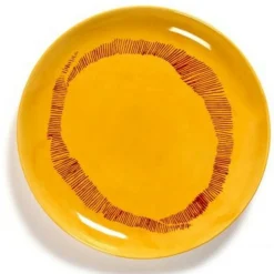 Assiette plate rond sunny yellow - stripes rouge grès émaillé Ø 26,5 cm Feast By Ottolenghi - SERAX New
