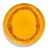 SERAX Assiette plate rond sunny yellow - stripes rouge grès émaillé Ø 35 cm Feast By Ottolenghi Clearance