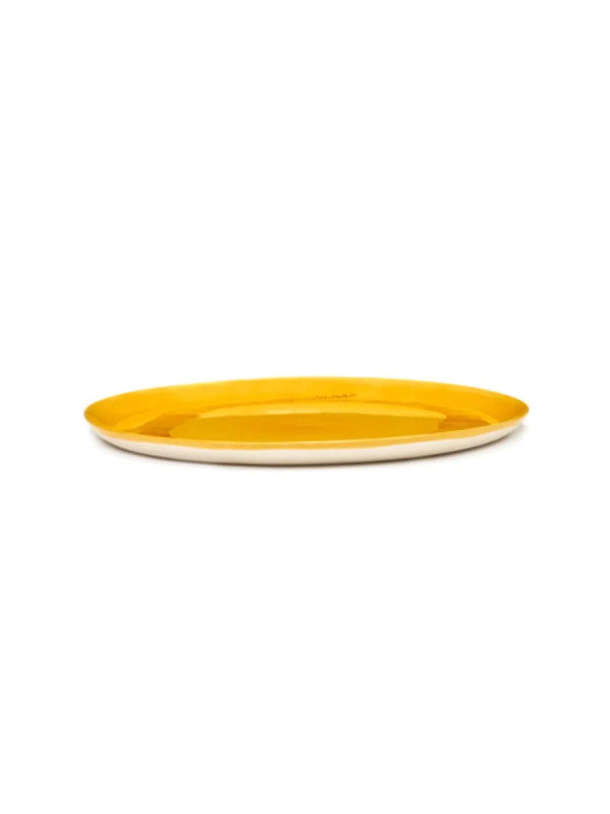 SERAX Assiette plate rond sunny yellow - stripes rouge grès émaillé Ø 35 cm Feast By Ottolenghi Clearance
