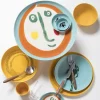 Assiette plate rond sunny yellow - stripes blanc grès émaillé Ø 19 cm Feast By Ottolenghi - SERAX Best