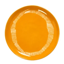 SERAX Assiette plate rond sunny yellow - stripes blanc grès émaillé Ø 22,5 cm Feast By Ottolenghi Best
