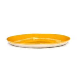 SERAX Assiette plate rond sunny yellow - stripes blanc grès émaillé Ø 22,5 cm Feast By Ottolenghi Best