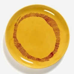Assiette plate rond sunny yellow - stripes rouge grès émaillé Ø 19 cm Feast By Ottolenghi - SERAX Outlet