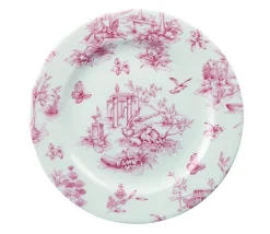 Assiette plate rond Toile Cranberry porcelaine vitrifiée Ø 21 cm Vintage Prints Toile - CHURCHILL New