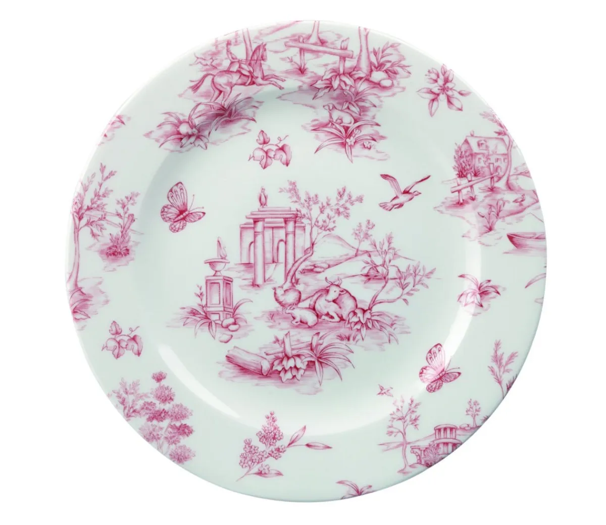 Assiette plate rond Toile Cranberry porcelaine vitrifiée Ø 21 cm Vintage Prints Toile - CHURCHILL New