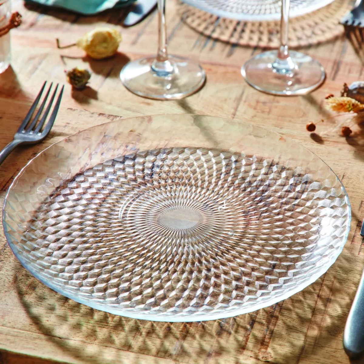 LUMINARC Assiette plate rond verre Ø 25 cm Pampille