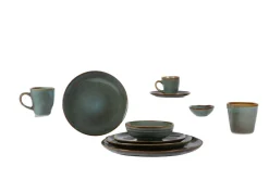 PRO.MUNDI Assiette plate rond vert grès émaillé Ø 24 cm Sky Online
