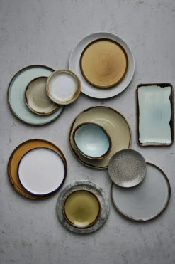 DUDSON Assiette plate rond vert porcelaine vitrifiée Ø 21 cm Harvest Sale