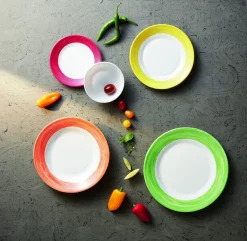 Assiette plate rond vert verre opal Ø 23,5 cm Brush - ARCOROC New