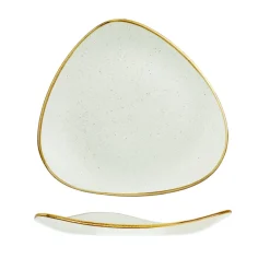 Assiette plate triangulaire barley white porcelaine vitrifiée 26,5x26,5 cm Stonecast Barley - CHURCHILL Clearance