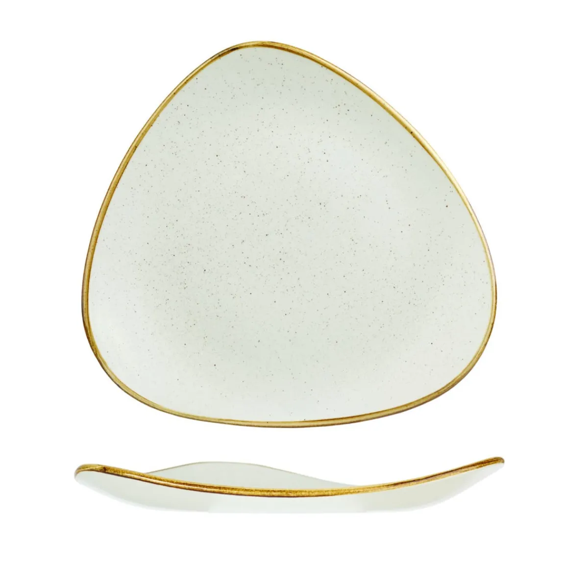Assiette plate triangulaire barley white porcelaine vitrifiée 26,5x26,5 cm Stonecast Barley - CHURCHILL Clearance