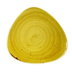 Assiette plate triangulaire Mustard porcelaine vitrifiée 31,1x31,1 cm Stonecast Mustard - CHURCHILL Discount