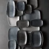 CHURCHILL Assiette plate triangulaire noir porcelaine vitrifiée 26,5x26,5 cm Raku Quartz Online